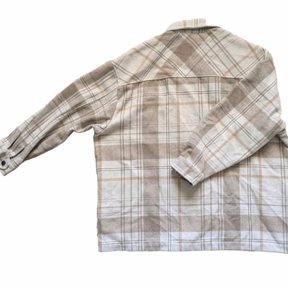 HFX Women's Flannel Shirt Jacket Size XL Plaid Tan Brown Relaxed Fit Warm Shell - Picture 3 of 9